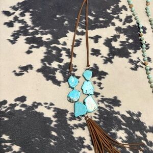 Turquoise and Brown Leather Necklace